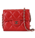 Chanel Quilted Flap Card Holder On Chain, £1,100, Accessories, Red, Leather, Front view